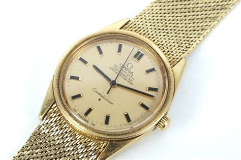 gold omega watches for men|solid white gold men watches.